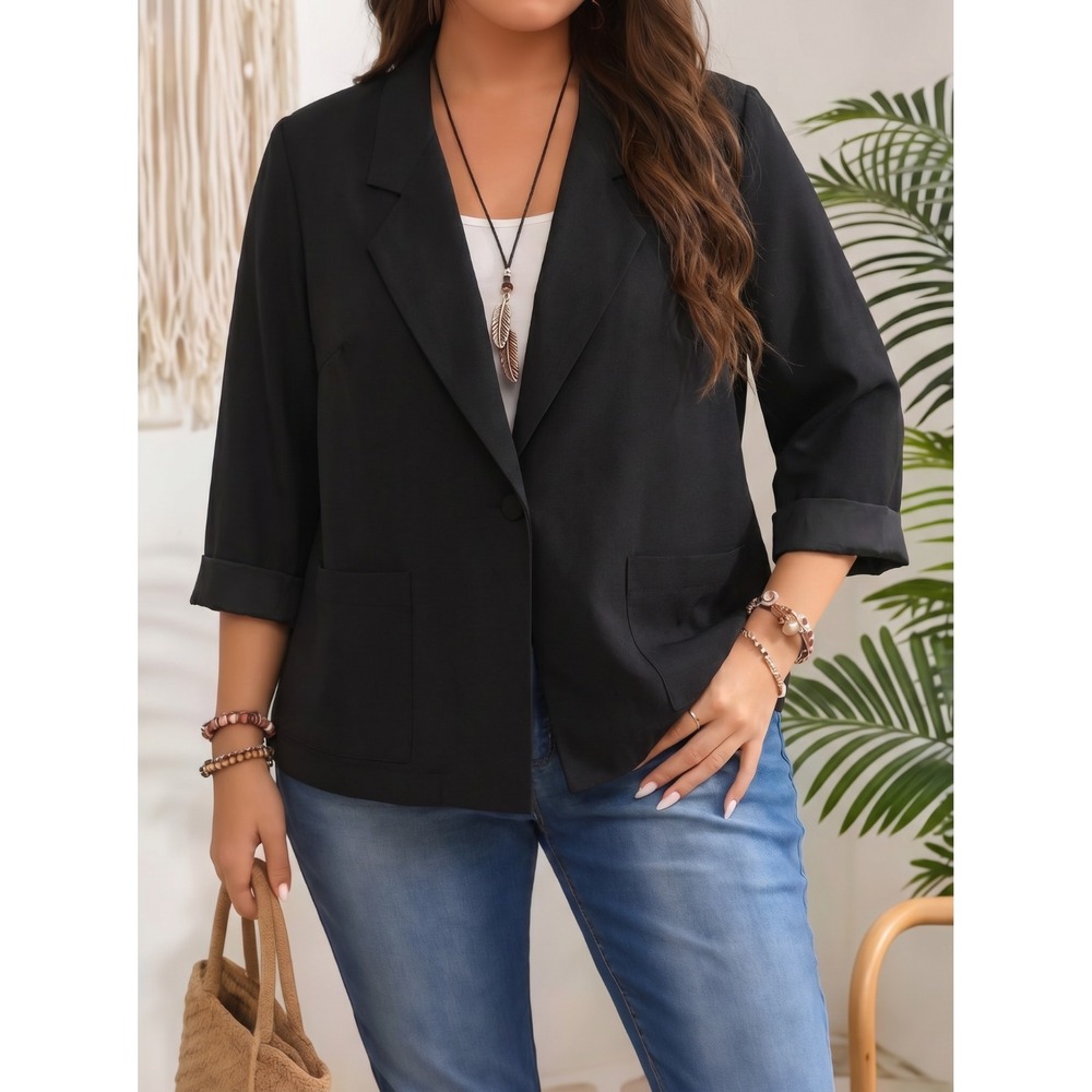 Sag Harbor Women's Vintage Black One Button Blazer Jacket Career Size 12P